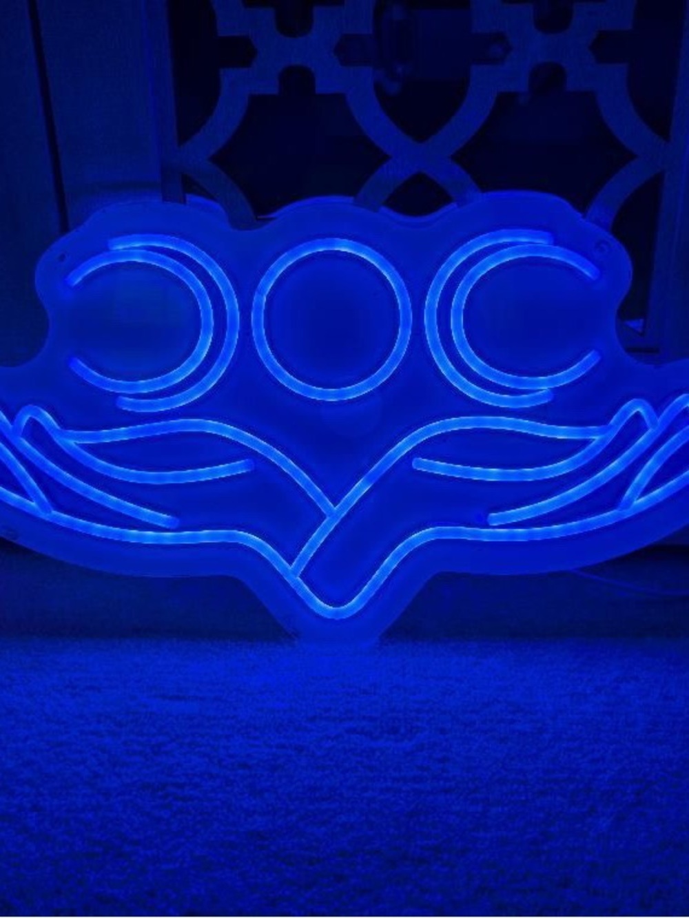 Blue Neon Triple Moon LED Sign